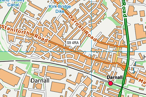 S9 4RA map - OS VectorMap District (Ordnance Survey)