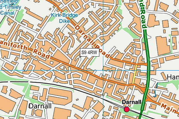 S9 4RW map - OS VectorMap District (Ordnance Survey)