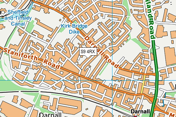 S9 4RX map - OS VectorMap District (Ordnance Survey)