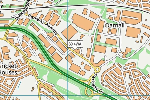 S9 4WA map - OS VectorMap District (Ordnance Survey)