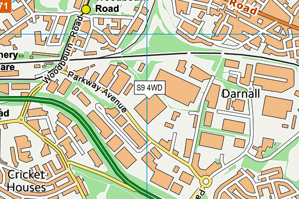 S9 4WD map - OS VectorMap District (Ordnance Survey)
