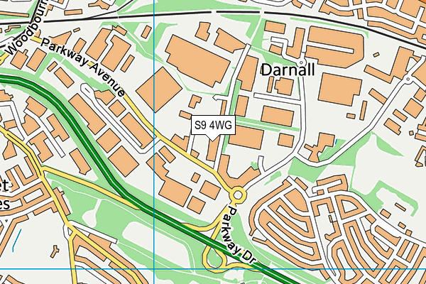 S9 4WG map - OS VectorMap District (Ordnance Survey)