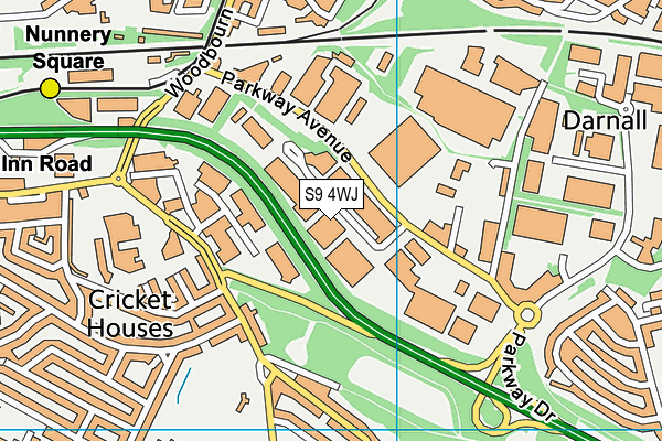 S9 4WJ map - OS VectorMap District (Ordnance Survey)