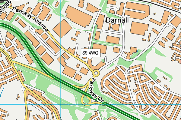 S9 4WQ map - OS VectorMap District (Ordnance Survey)