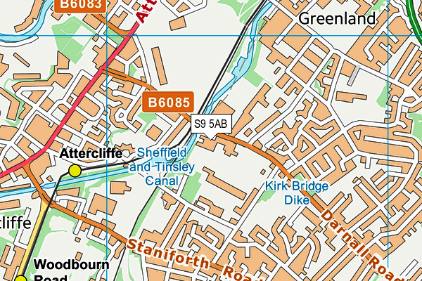 S9 5AB map - OS VectorMap District (Ordnance Survey)