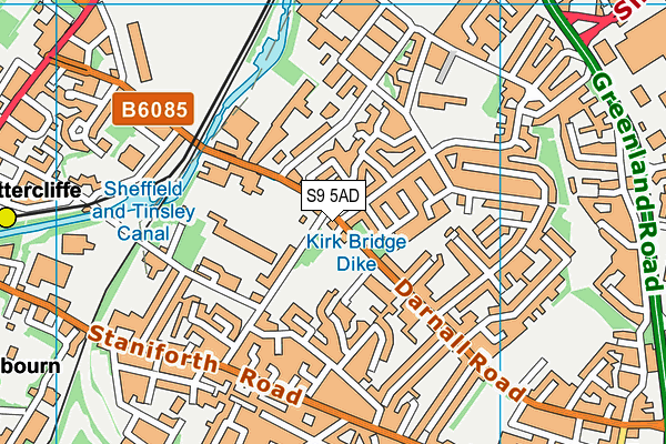 S9 5AD map - OS VectorMap District (Ordnance Survey)