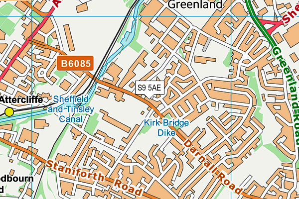 S9 5AE map - OS VectorMap District (Ordnance Survey)