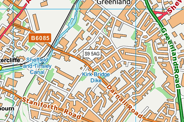 S9 5AG map - OS VectorMap District (Ordnance Survey)