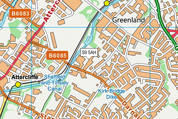 S9 5AH map - OS VectorMap District (Ordnance Survey)