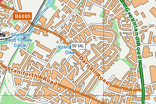 S9 5AL map - OS VectorMap District (Ordnance Survey)