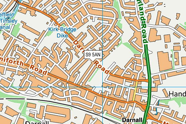 S9 5AN map - OS VectorMap District (Ordnance Survey)