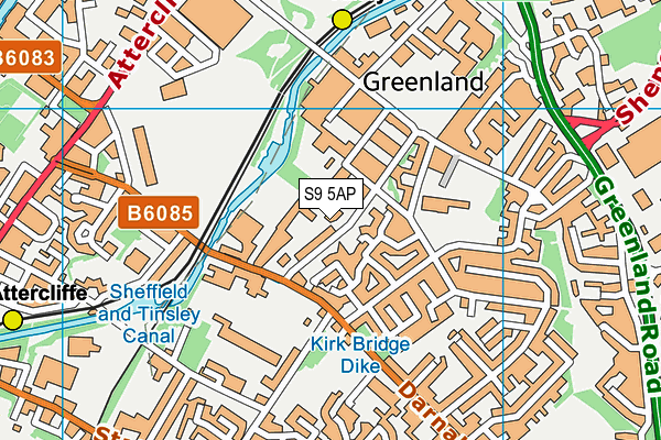 S9 5AP map - OS VectorMap District (Ordnance Survey)