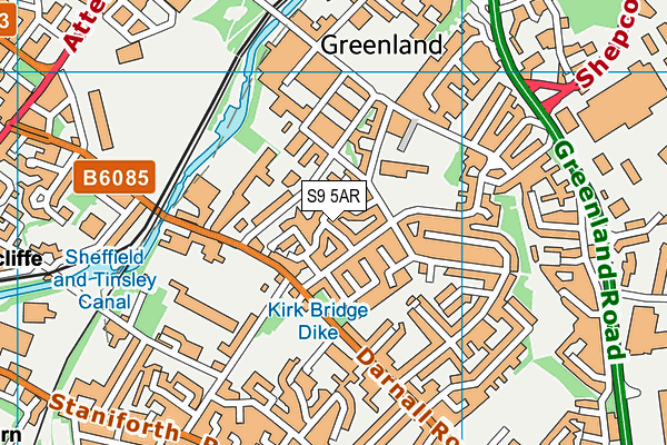 S9 5AR map - OS VectorMap District (Ordnance Survey)