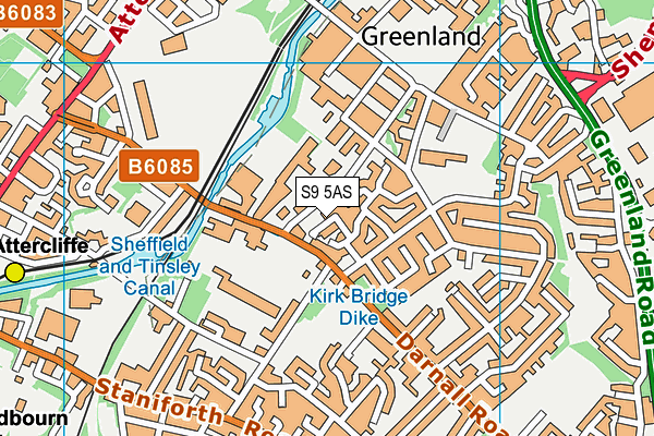 S9 5AS map - OS VectorMap District (Ordnance Survey)