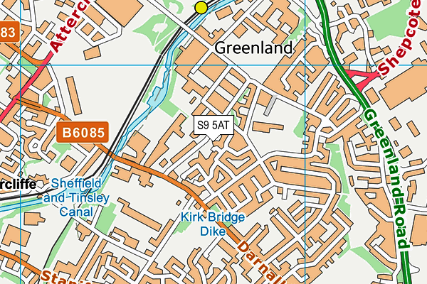 S9 5AT map - OS VectorMap District (Ordnance Survey)
