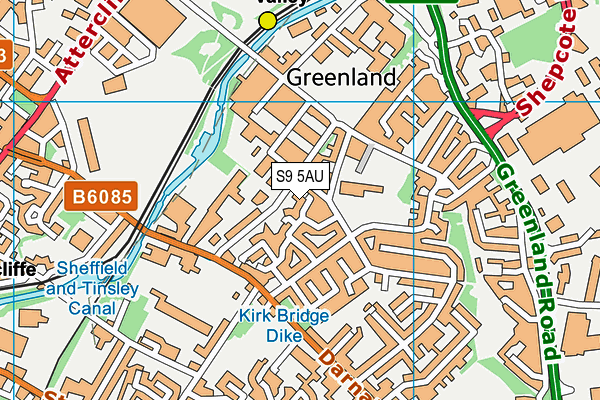 S9 5AU map - OS VectorMap District (Ordnance Survey)