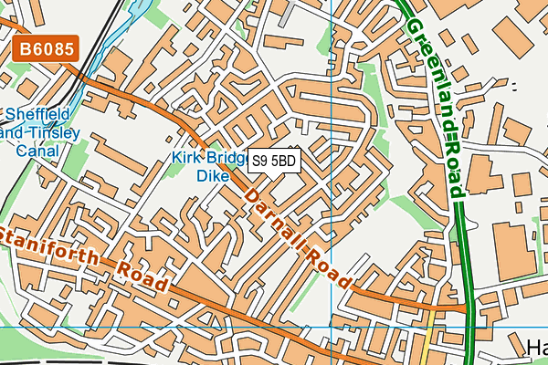 S9 5BD map - OS VectorMap District (Ordnance Survey)