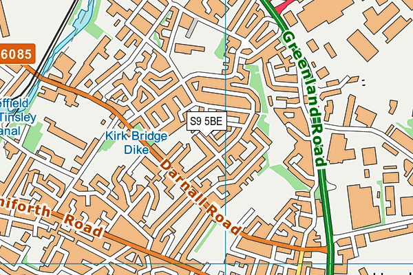 S9 5BE map - OS VectorMap District (Ordnance Survey)