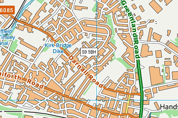 S9 5BH map - OS VectorMap District (Ordnance Survey)