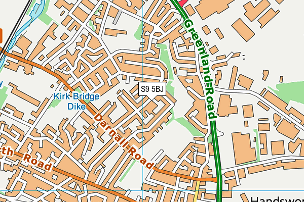 S9 5BJ map - OS VectorMap District (Ordnance Survey)