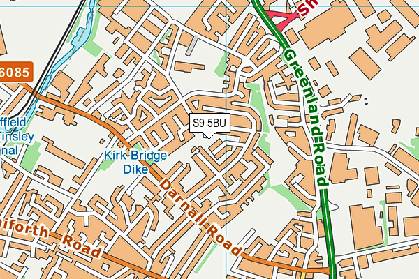 S9 5BU map - OS VectorMap District (Ordnance Survey)