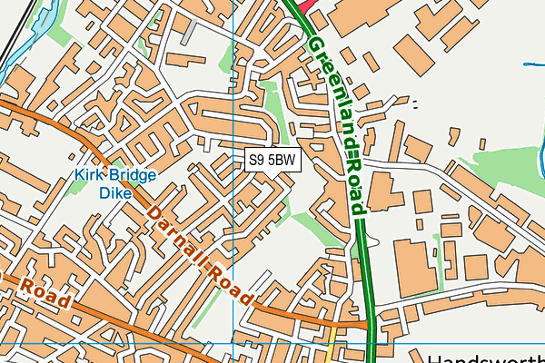 S9 5BW map - OS VectorMap District (Ordnance Survey)