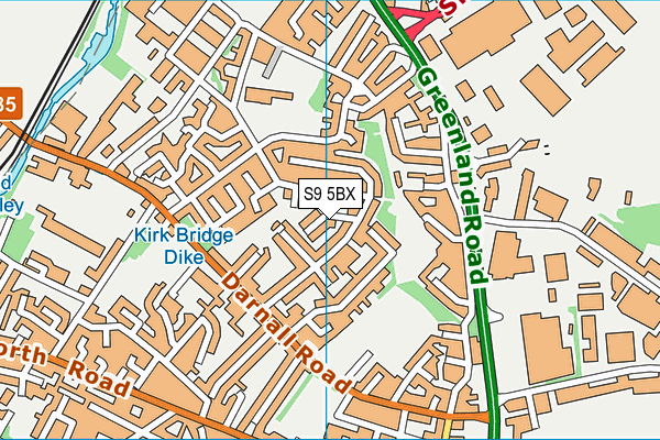 S9 5BX map - OS VectorMap District (Ordnance Survey)