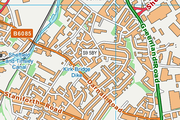 S9 5BY map - OS VectorMap District (Ordnance Survey)