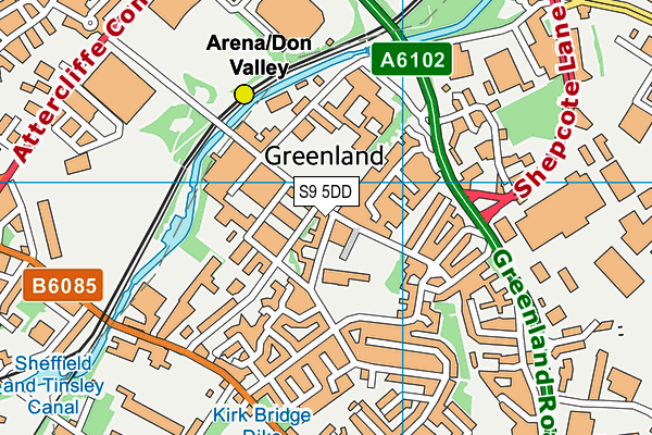 S9 5DD map - OS VectorMap District (Ordnance Survey)