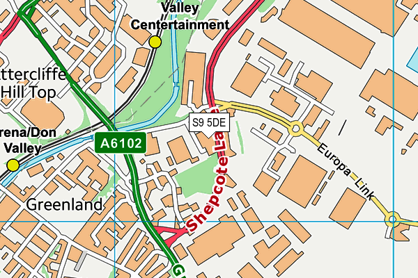 S9 5DE map - OS VectorMap District (Ordnance Survey)