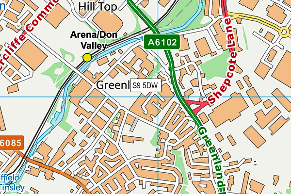 Coleridge Road Recreation Ground map (S9 5DW) - OS VectorMap District (Ordnance Survey)