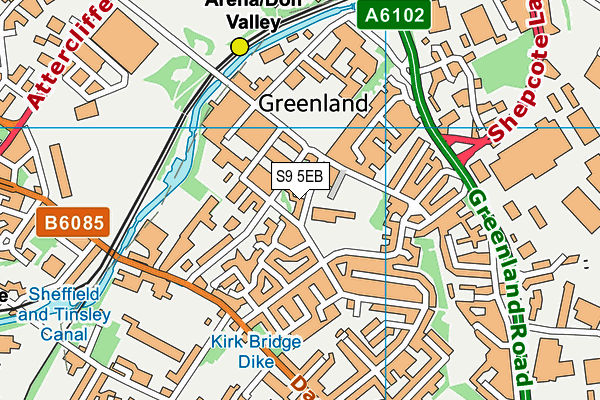 S9 5EB map - OS VectorMap District (Ordnance Survey)