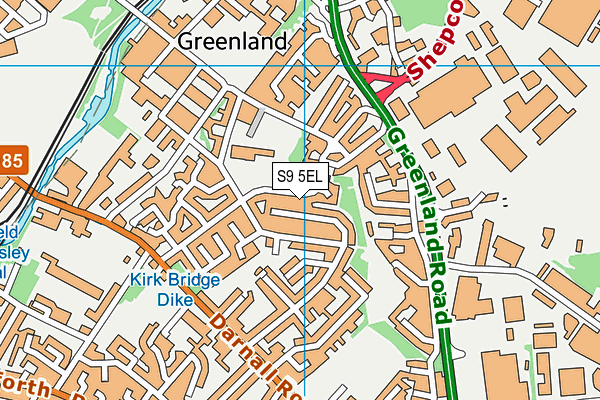 S9 5EL map - OS VectorMap District (Ordnance Survey)