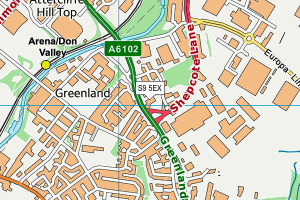 S9 5EX map - OS VectorMap District (Ordnance Survey)