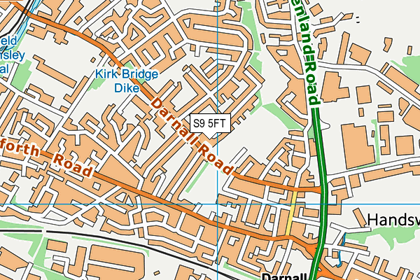 S9 5FT map - OS VectorMap District (Ordnance Survey)