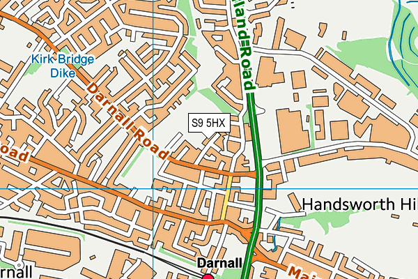 S9 5HX map - OS VectorMap District (Ordnance Survey)