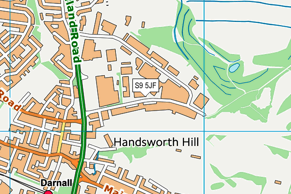 S9 5JF map - OS VectorMap District (Ordnance Survey)