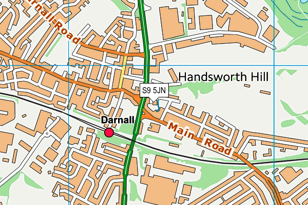 S9 5JN map - OS VectorMap District (Ordnance Survey)