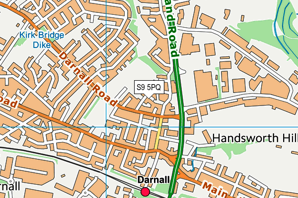 S9 5PQ map - OS VectorMap District (Ordnance Survey)