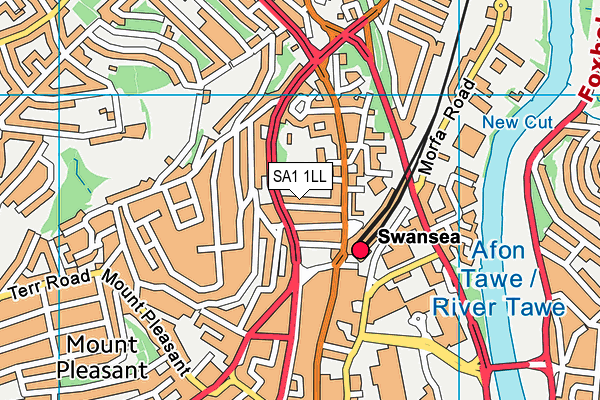 SA1 1LL map - OS VectorMap District (Ordnance Survey)