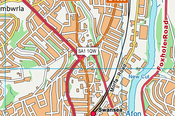 SA1 1QW map - OS VectorMap District (Ordnance Survey)