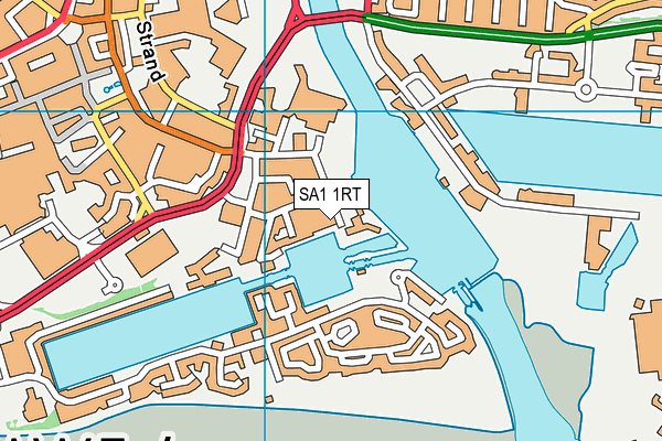 SA1 1RT map - OS VectorMap District (Ordnance Survey)