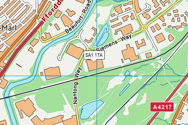 SA1 1TA map - OS VectorMap District (Ordnance Survey)