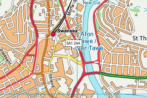 SA1 2AA map - OS VectorMap District (Ordnance Survey)