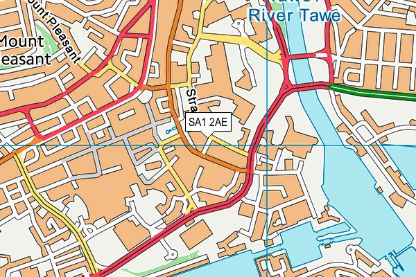 SA1 2AE map - OS VectorMap District (Ordnance Survey)