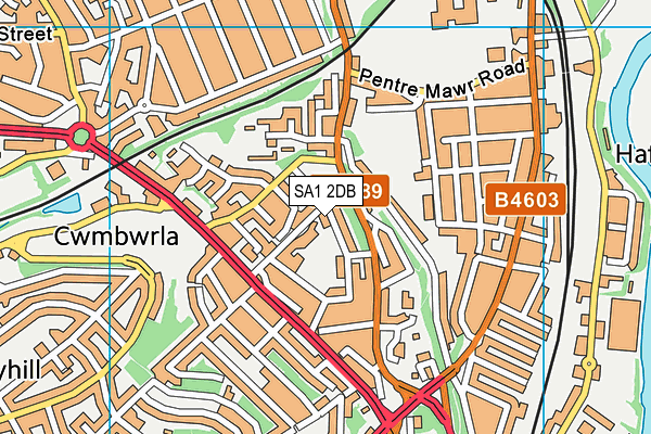 SA1 2DB map - OS VectorMap District (Ordnance Survey)