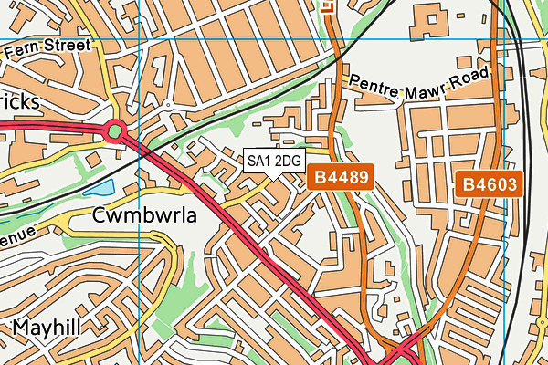 SA1 2DG map - OS VectorMap District (Ordnance Survey)