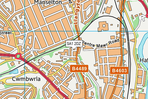 SA1 2DZ map - OS VectorMap District (Ordnance Survey)