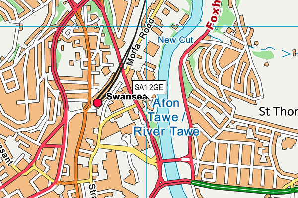 SA1 2GE map - OS VectorMap District (Ordnance Survey)