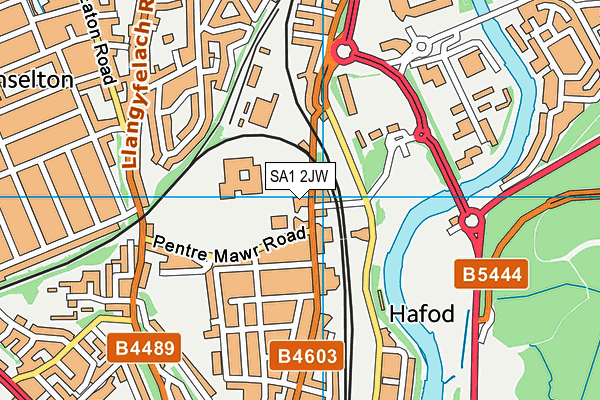 SA1 2JW map - OS VectorMap District (Ordnance Survey)